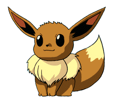 a cute pixel-art Eevee that's wagging its tail and smiling!
