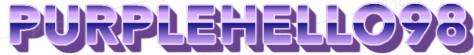 My site's name, PurpleHello98, displayed in lavender, in an 80s-esque font. It's shiny as well.